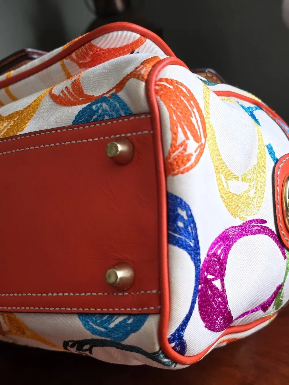 Coach 1857 Legacy Scribble Stitch Turnlock Satchel White Multicolor Bag Y2K